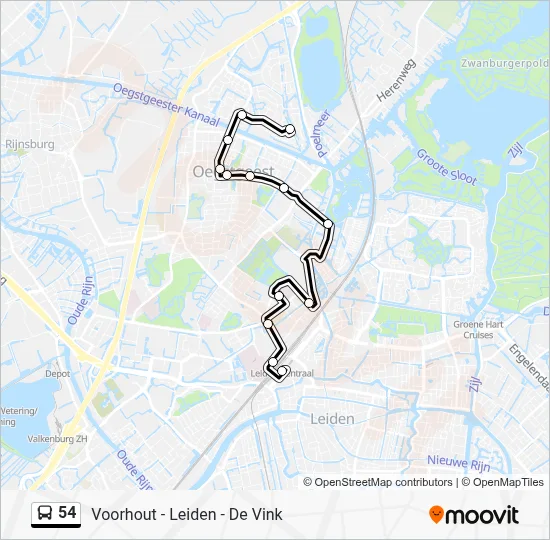 Bus 54 lijnkaart