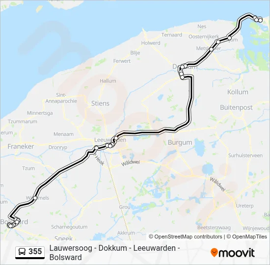 Bus 355 lijnkaart