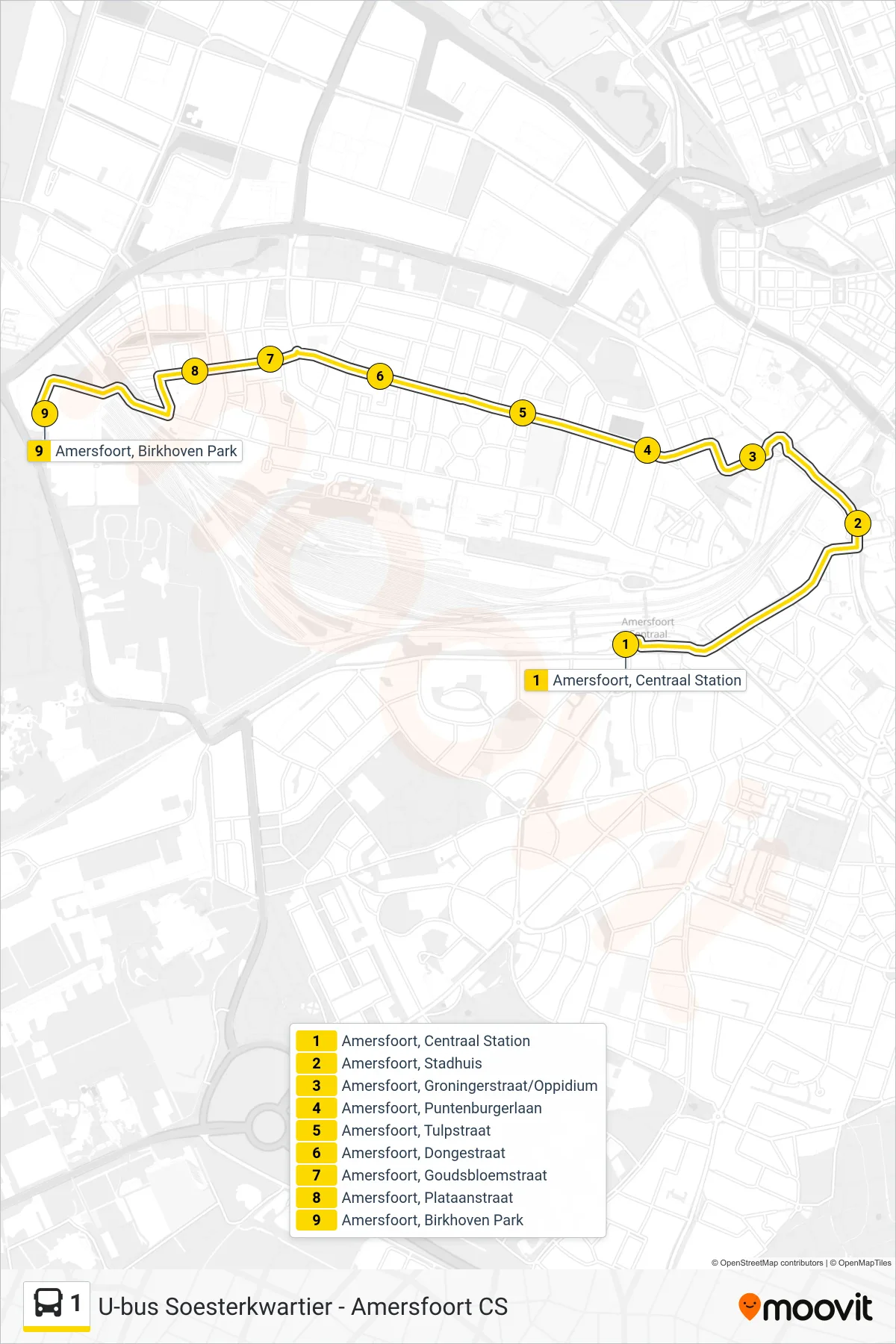 Lijn 1 (bus, Isselt): route en haltes op de kaart