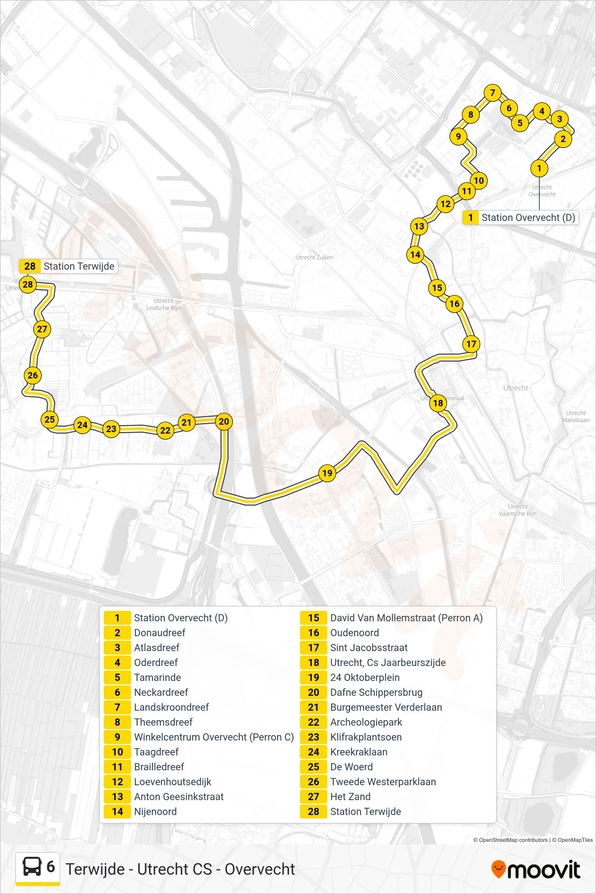 Lijn 6 (bus, Terwijde): route en haltes op de kaart