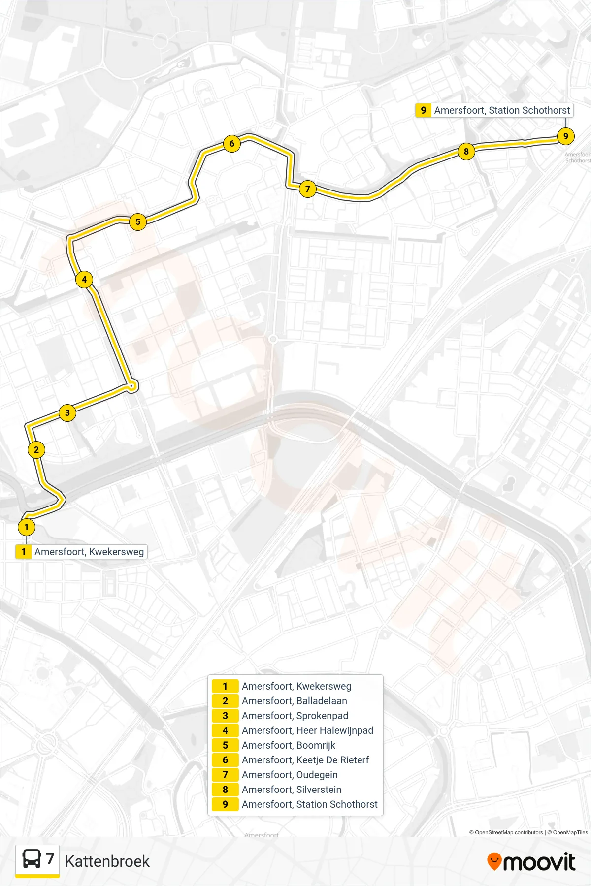 Lijn 7 (bus, Kattenbroek): route en haltes op de kaart