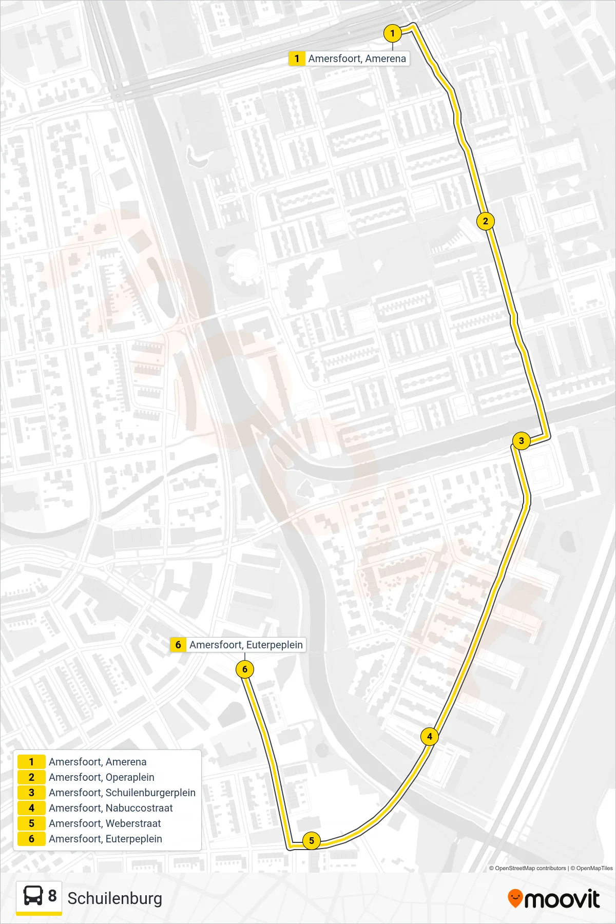 Lijn 8 (bus, Schuilenburg): route en haltes op de kaart