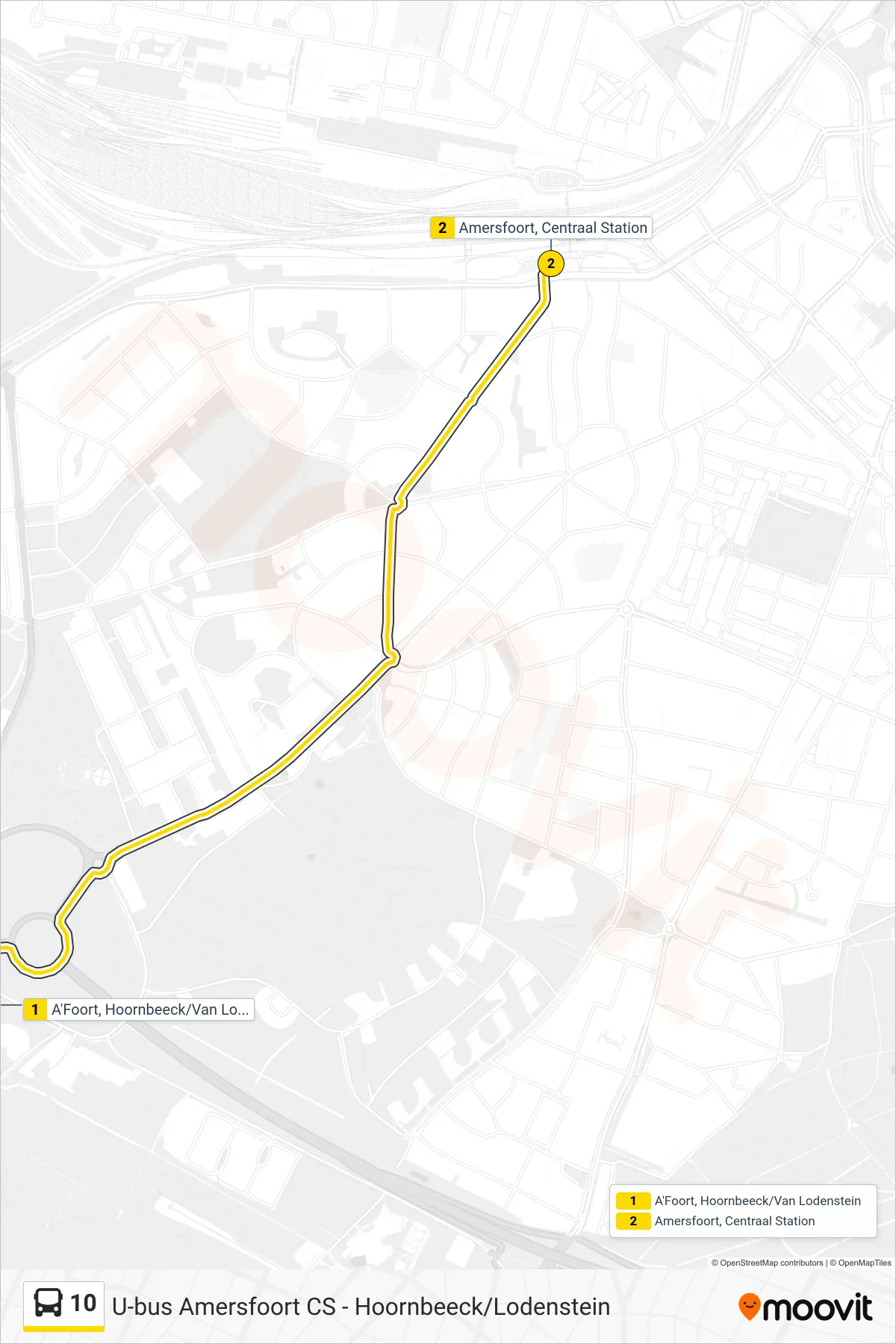 Lijn 10 (bus, Centraal Station): route en haltes op de kaart