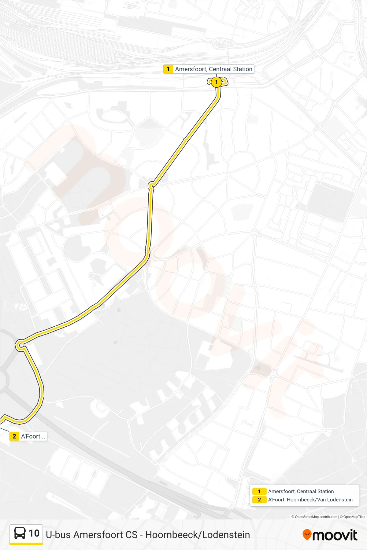 Lijn 10 (bus, Van Lodenstein): route en haltes op de kaart