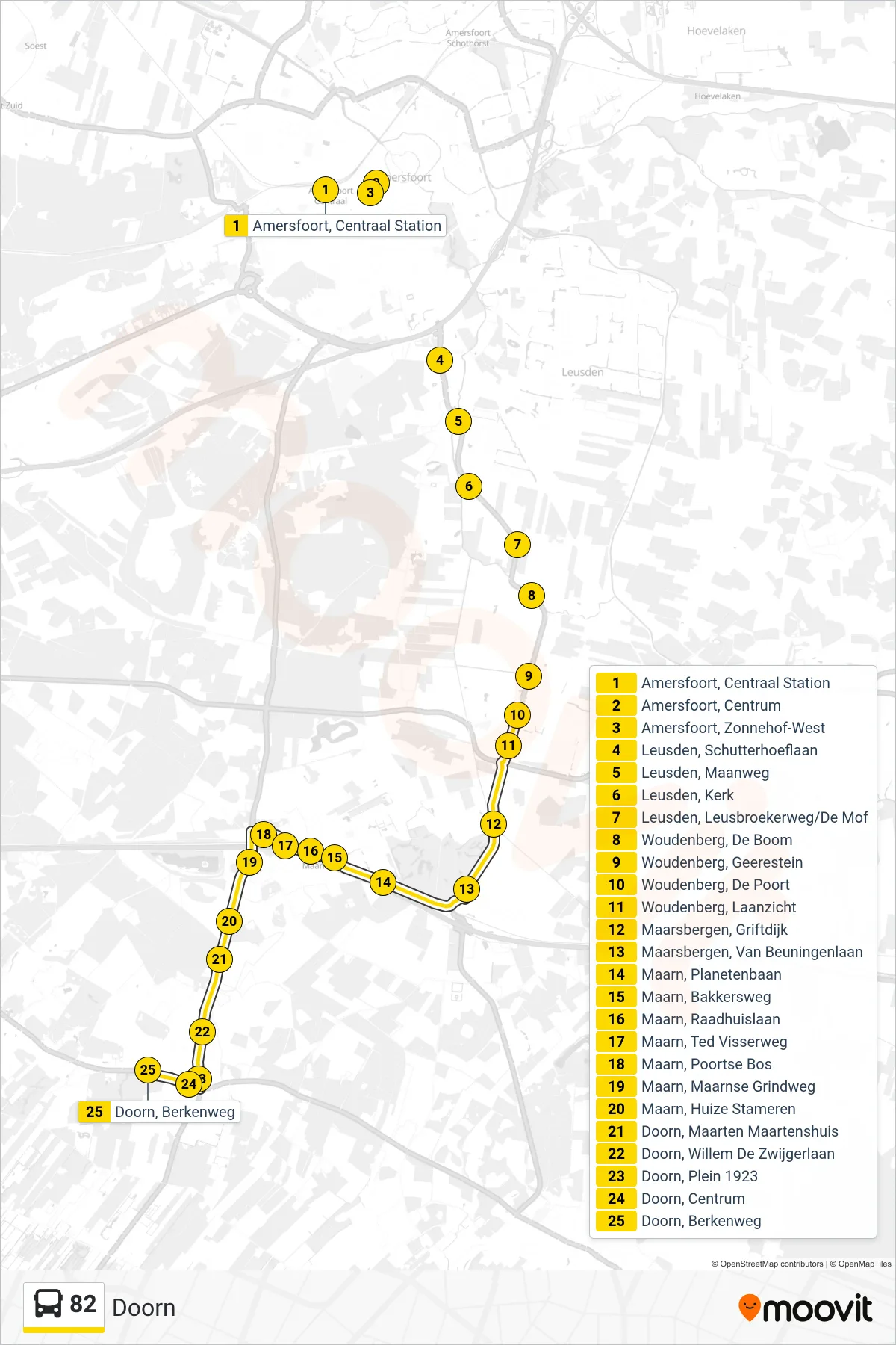 Lijn 82 (bus, Doorn): route en haltes op de kaart