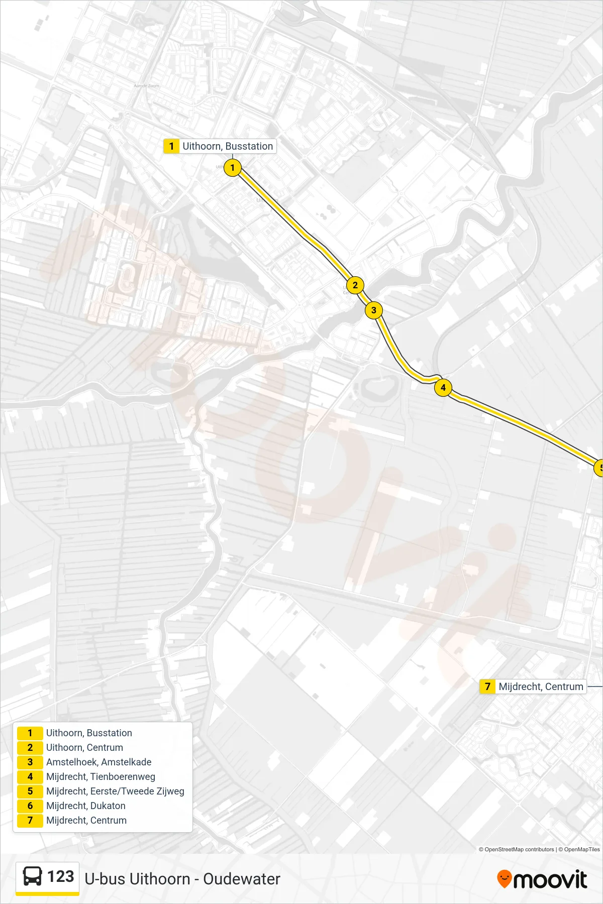 Lijn 123 (bus, Mijdrecht): route en haltes op de kaart