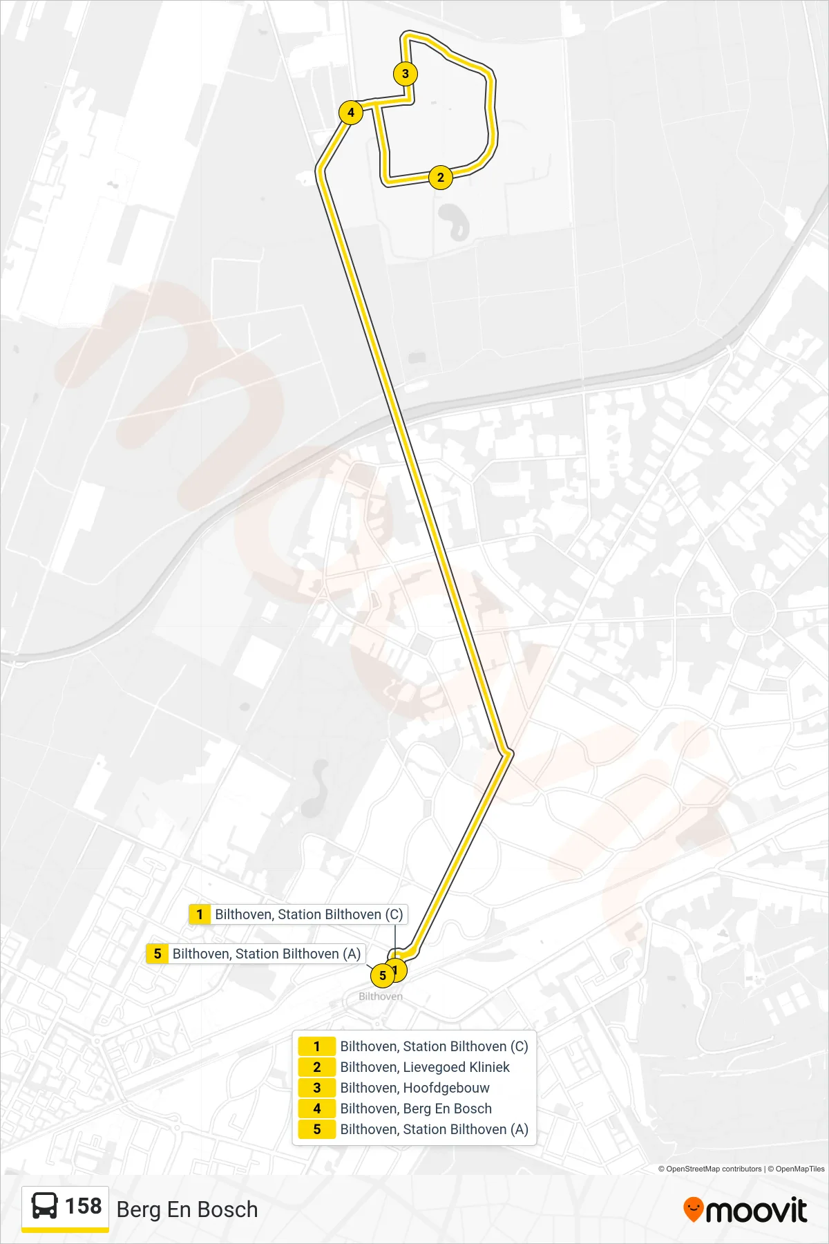 Lijn 158 (bus, Berg En Bosch): route en haltes op de kaart