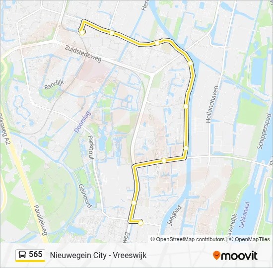 Bus 565 lijnkaart