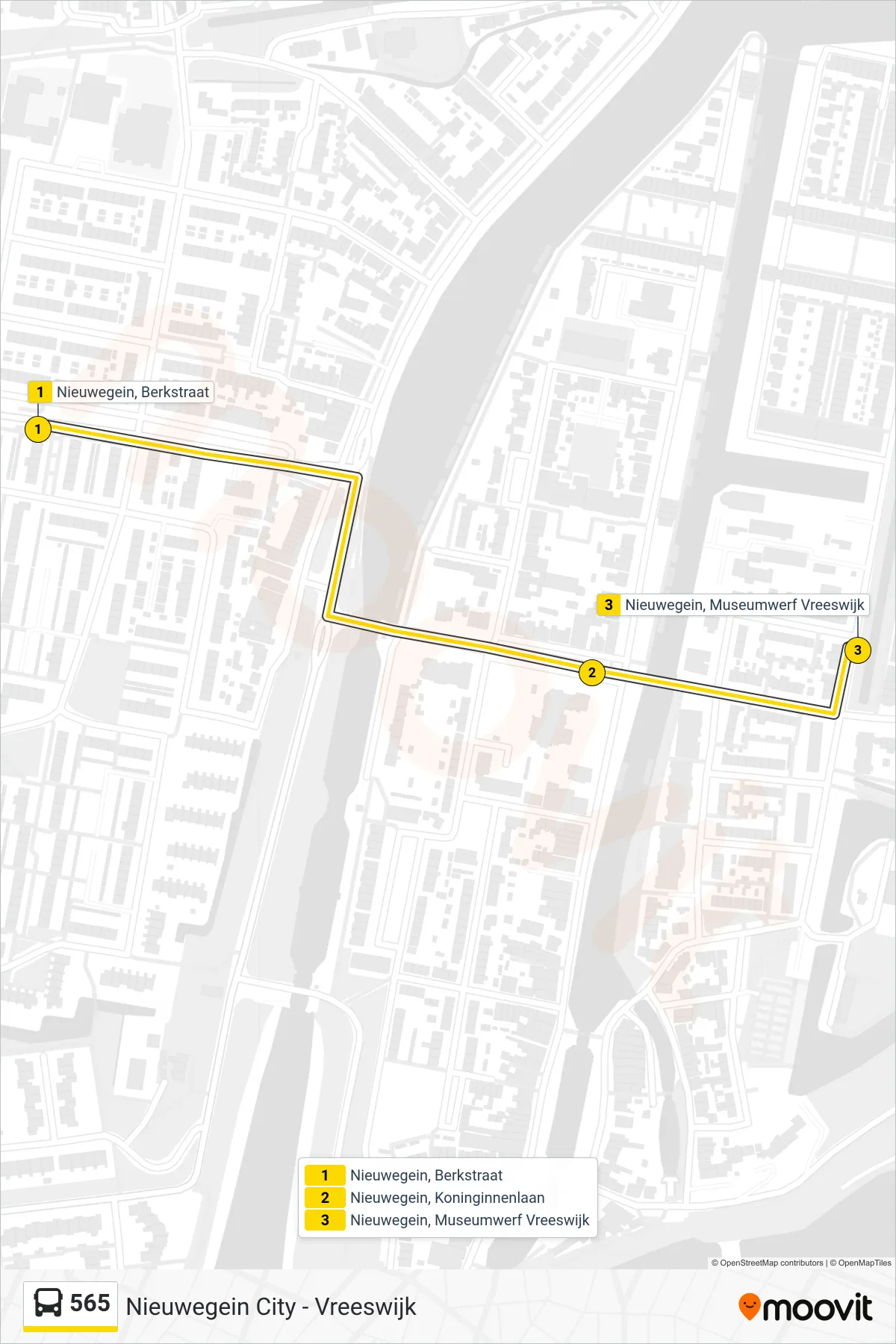 Lijn 565 (bus, Nieuwegein Vreeswijk): route en haltes op de kaart