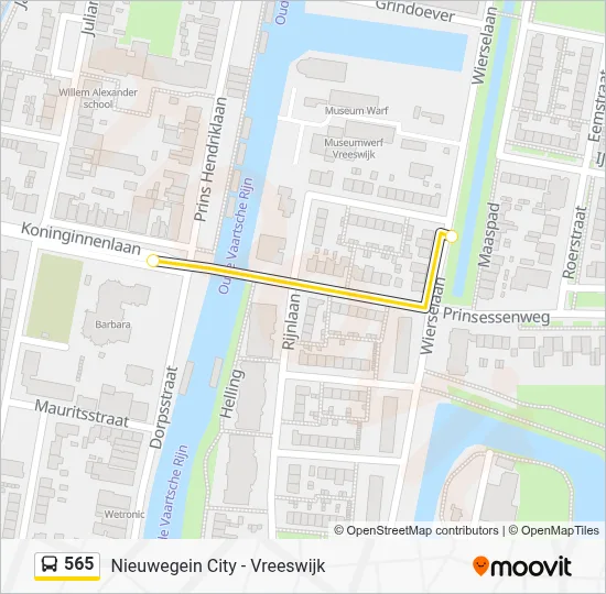 Bus 565 lijnkaart