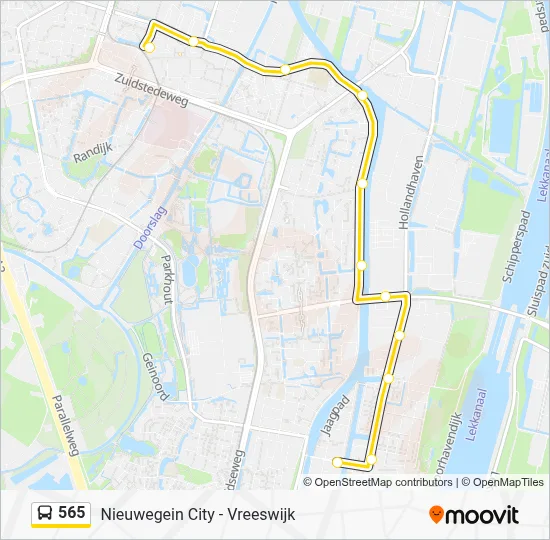 Bus 565 lijnkaart