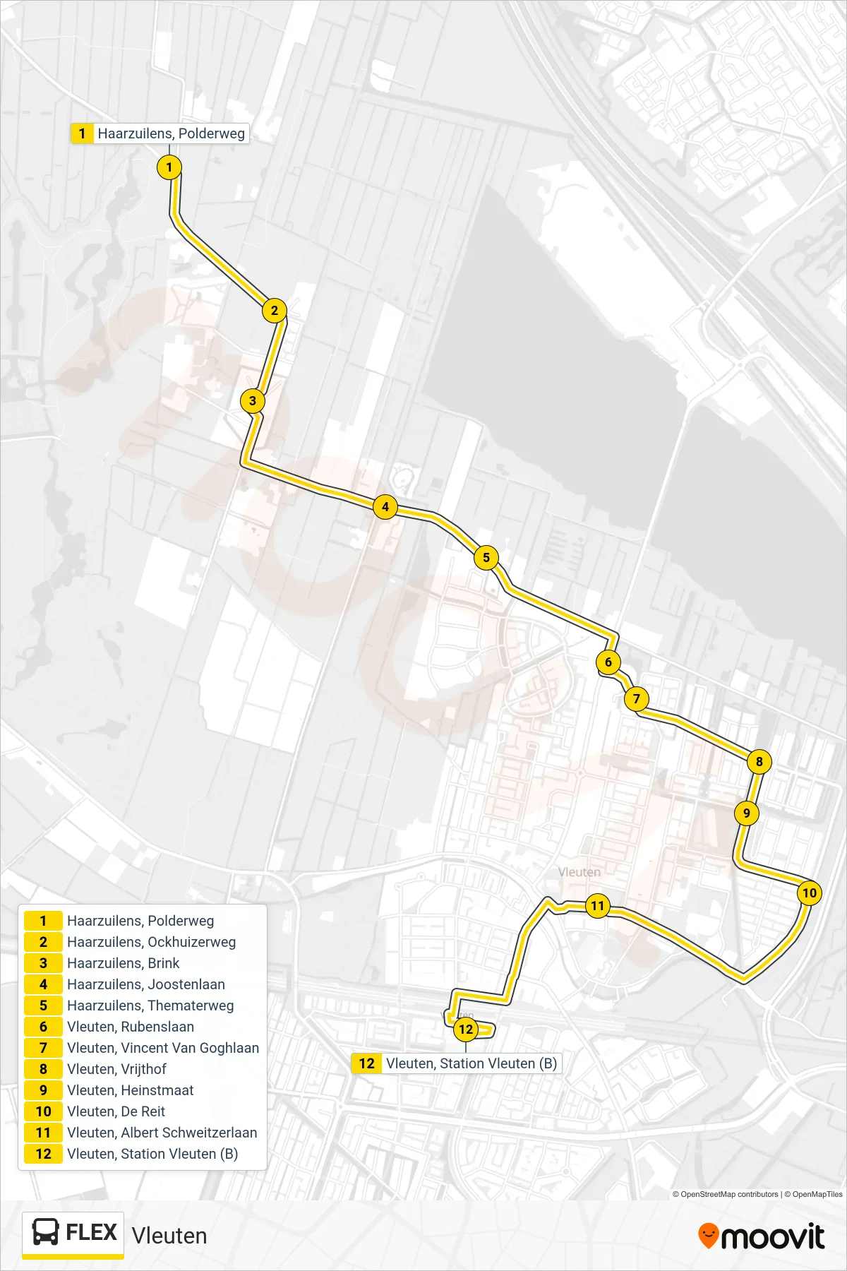 Lijn FLEX (bus, Vleuten): route en haltes op de kaart