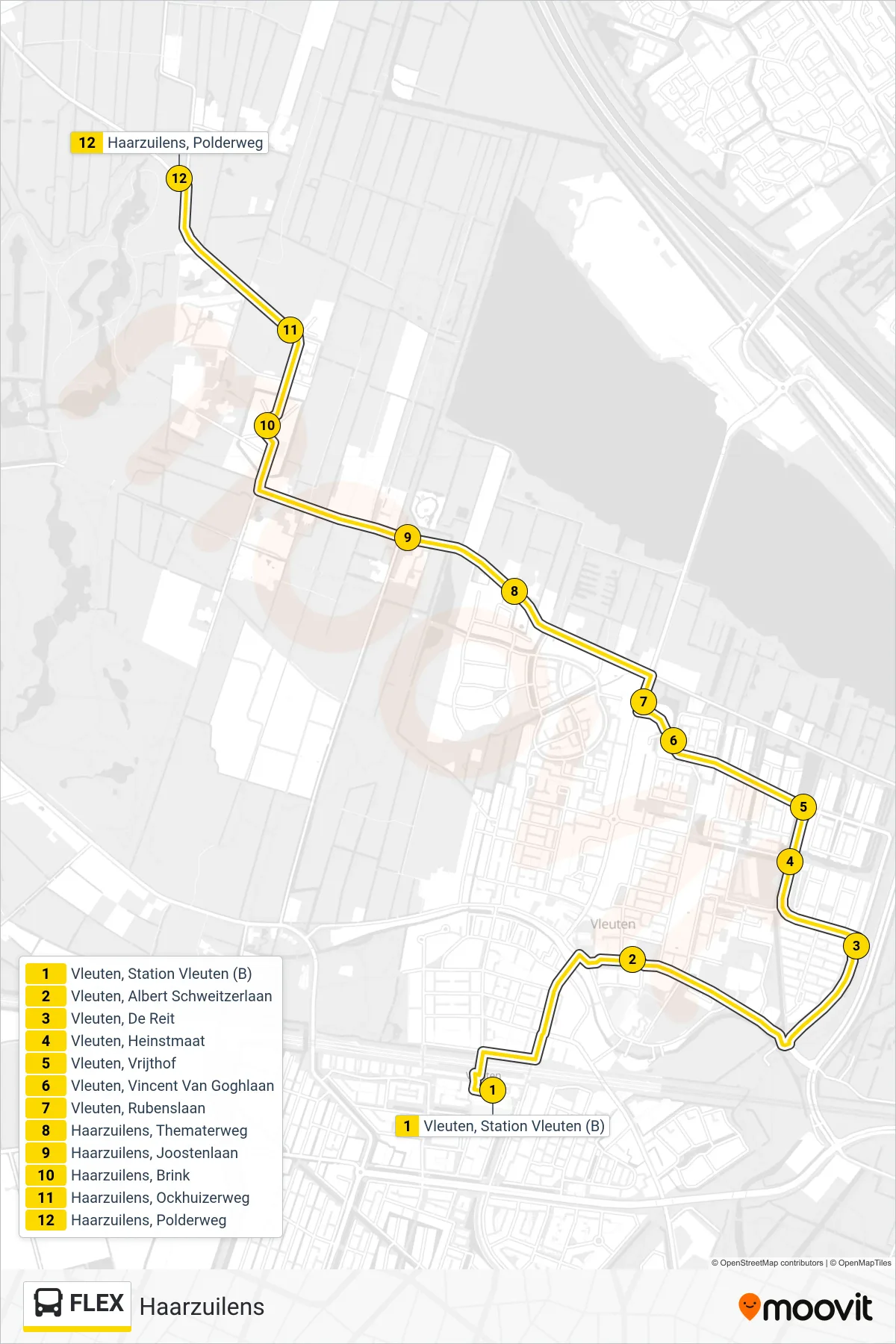 Linie FLEX (Bus) Richtung Haarzuilens: Route und Haltestellen auf der Karte