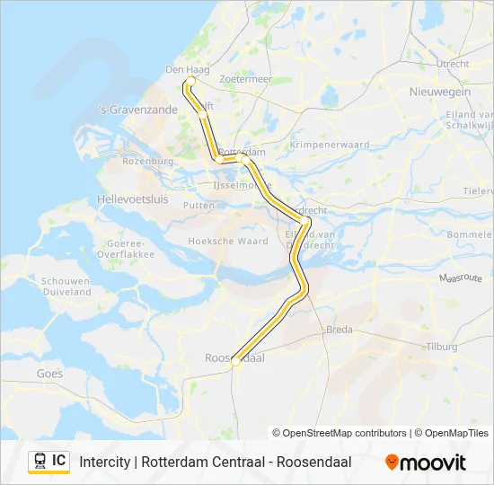 Trein IC lijnkaart