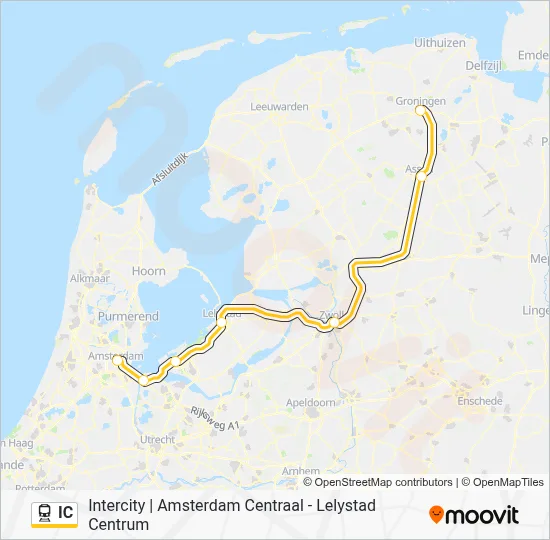 Trein IC lijnkaart