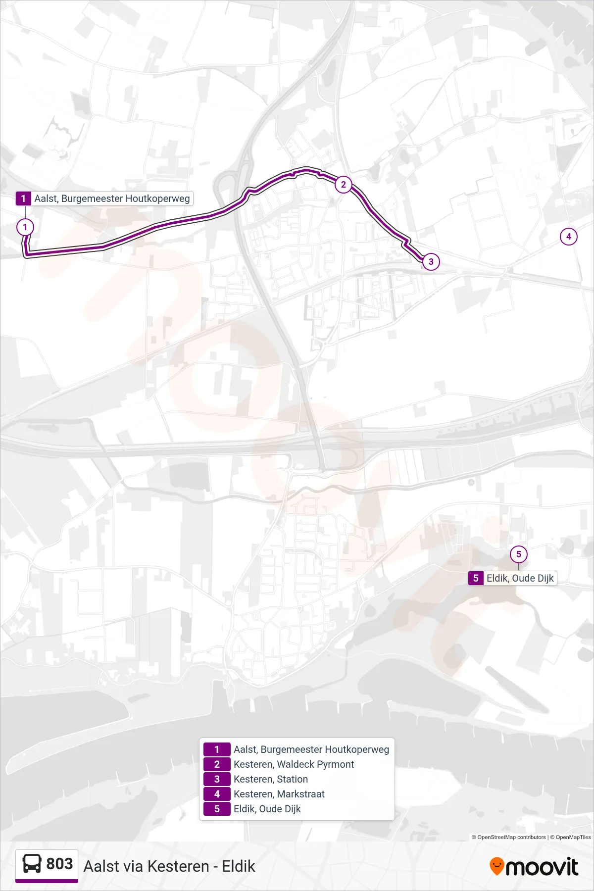 Lijn 803 (bus, Reserveerrrreis): route en haltes op de kaart