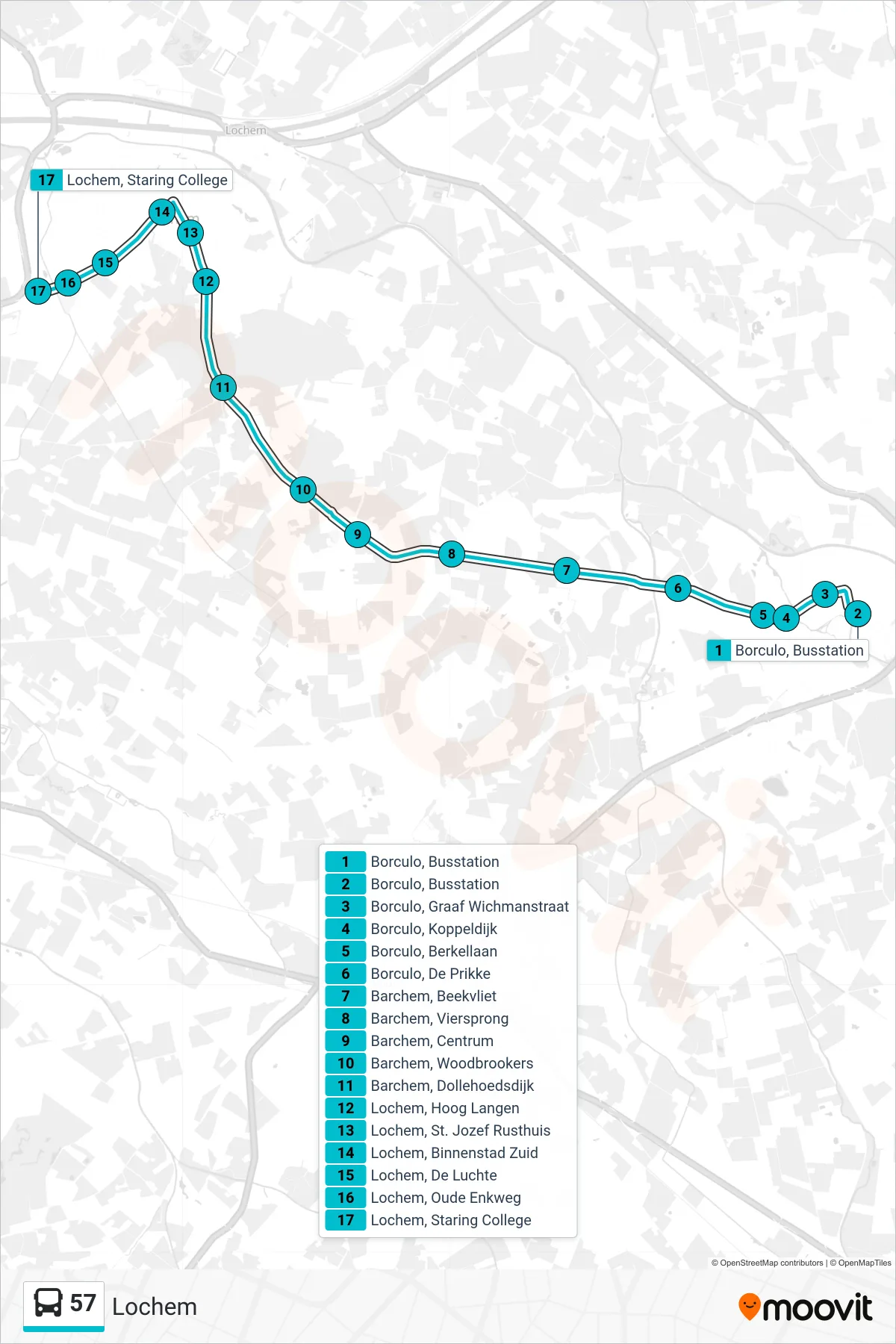 Lijn 57 (bus, Lochem): route en haltes op de kaart