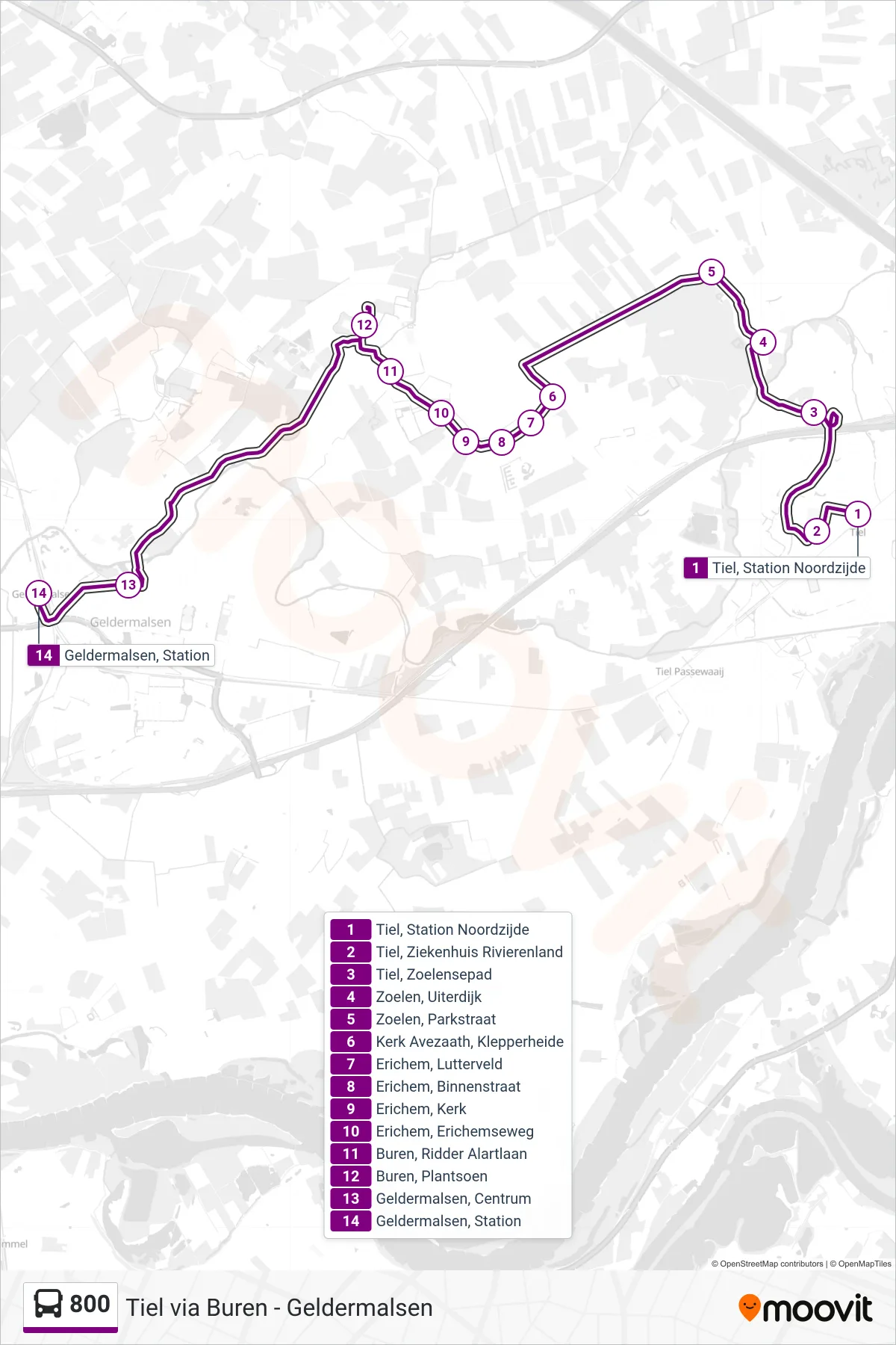 Lijn 800 (bus, Reserveerrrreis): route en haltes op de kaart