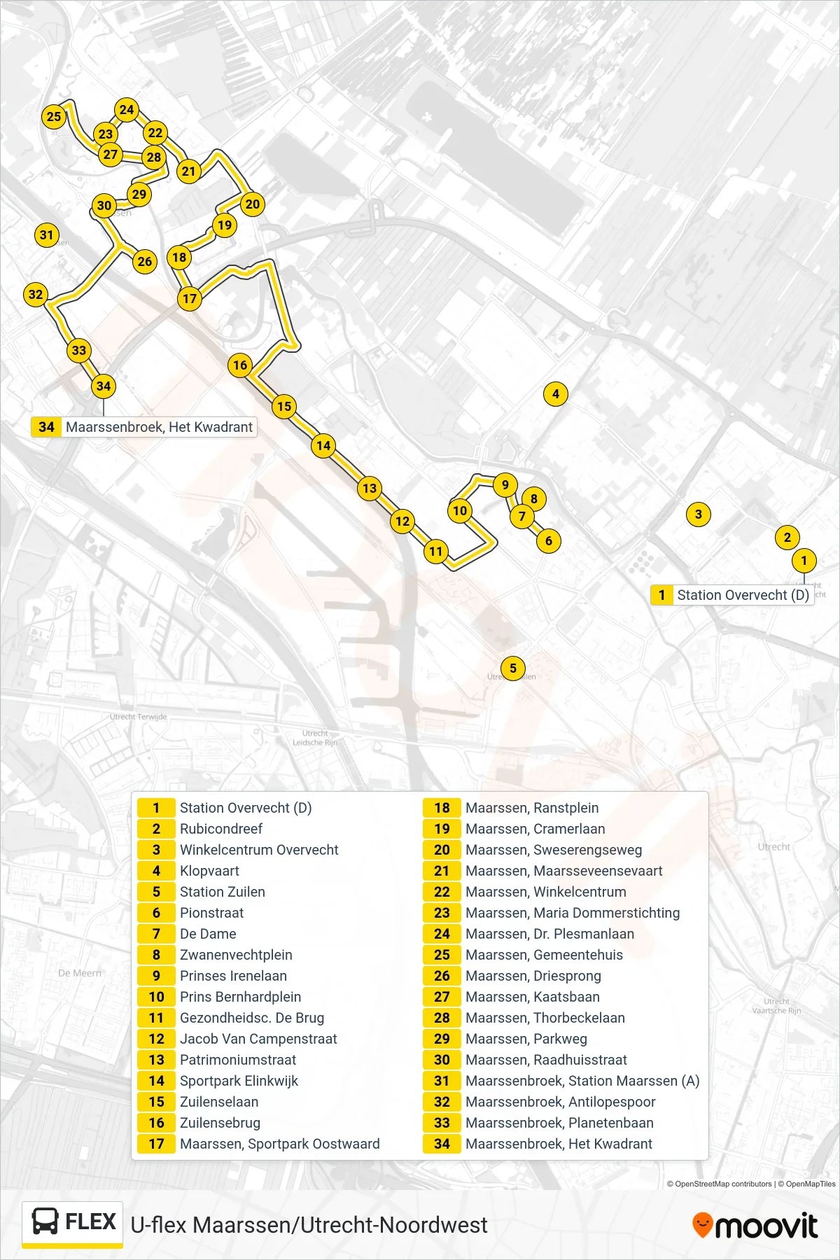 Lijn FLEX (bus, Maarssen): route en haltes op de kaart