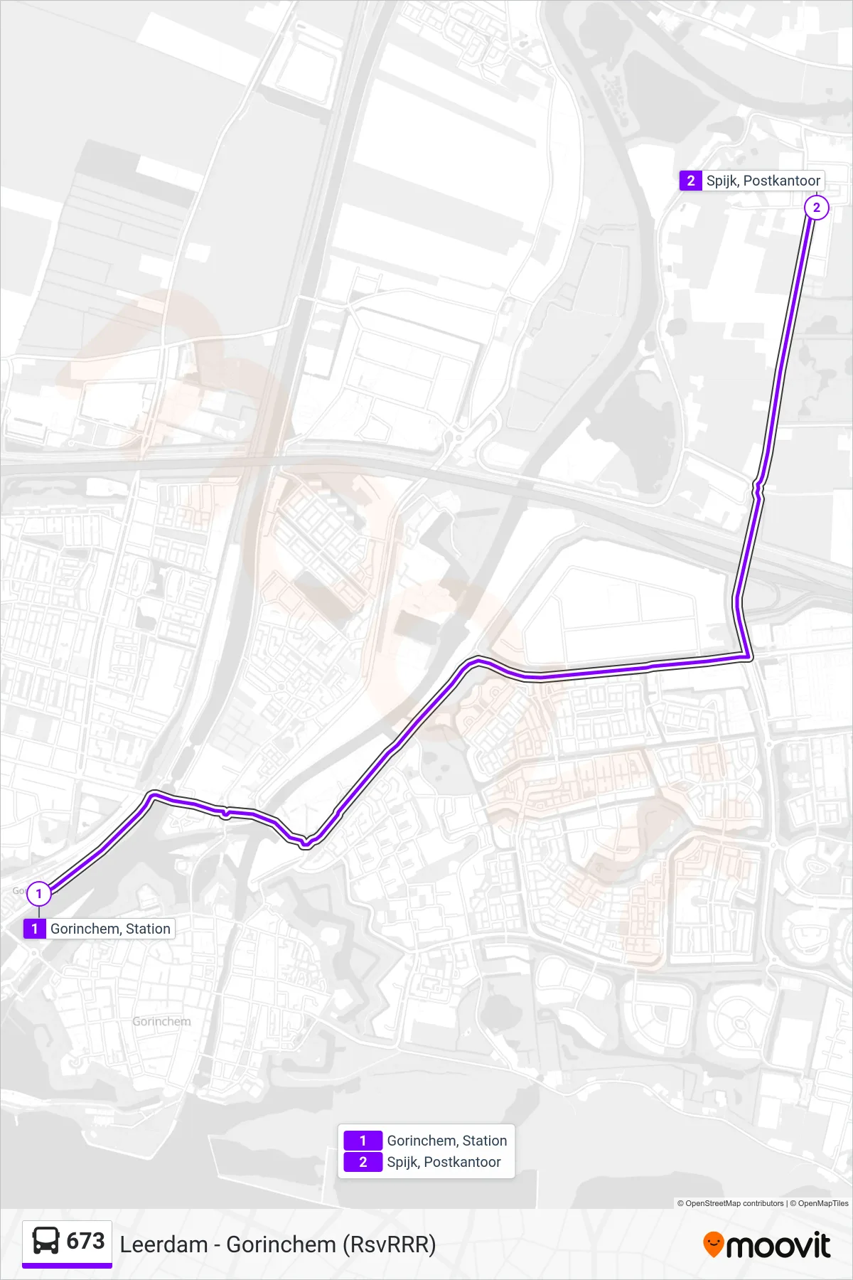 Lijn 673 (bus, Spijk): route en haltes op de kaart