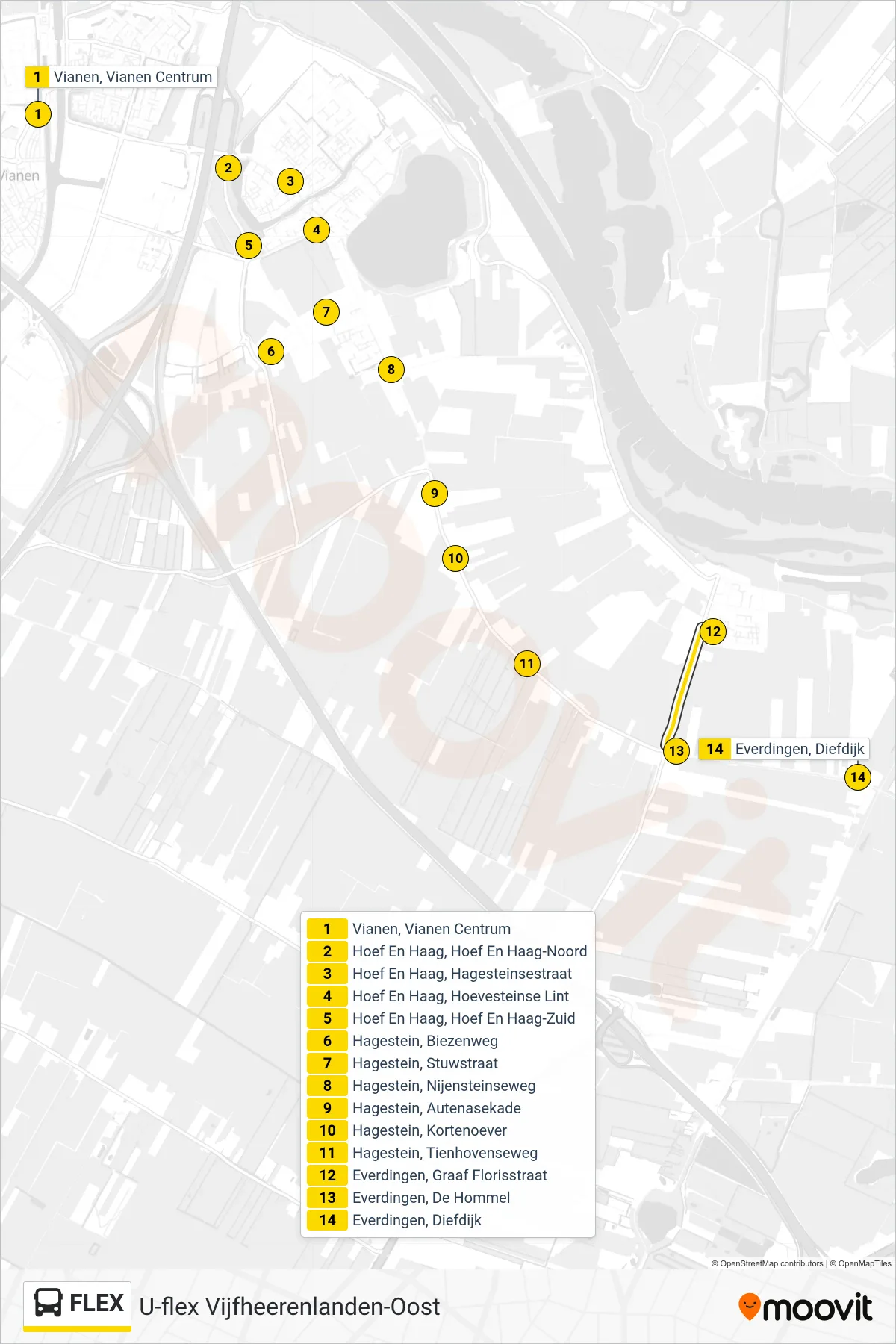 Lijn FLEX (bus, Everdingen): route en haltes op de kaart