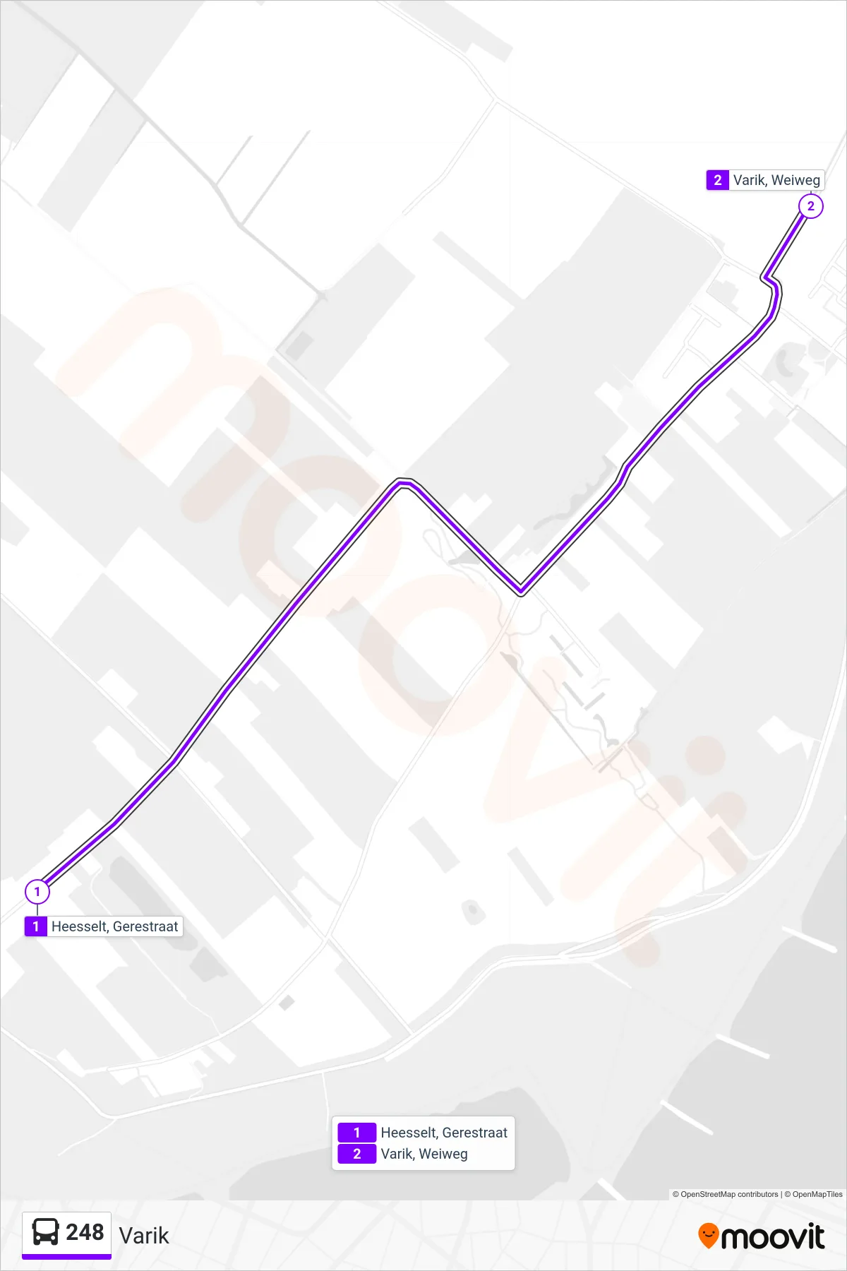 Lijn 248 (bus, Varik): route en haltes op de kaart