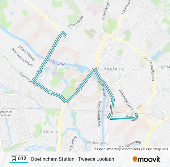 612 Route: dienstregelingen, haltes en kaarten - Tweede Loolaan ...