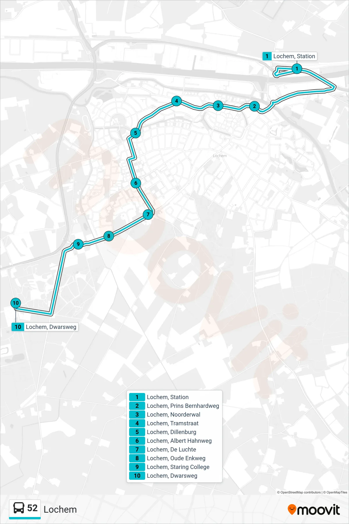 Lijn 52 (bus, Lochem): route en haltes op de kaart