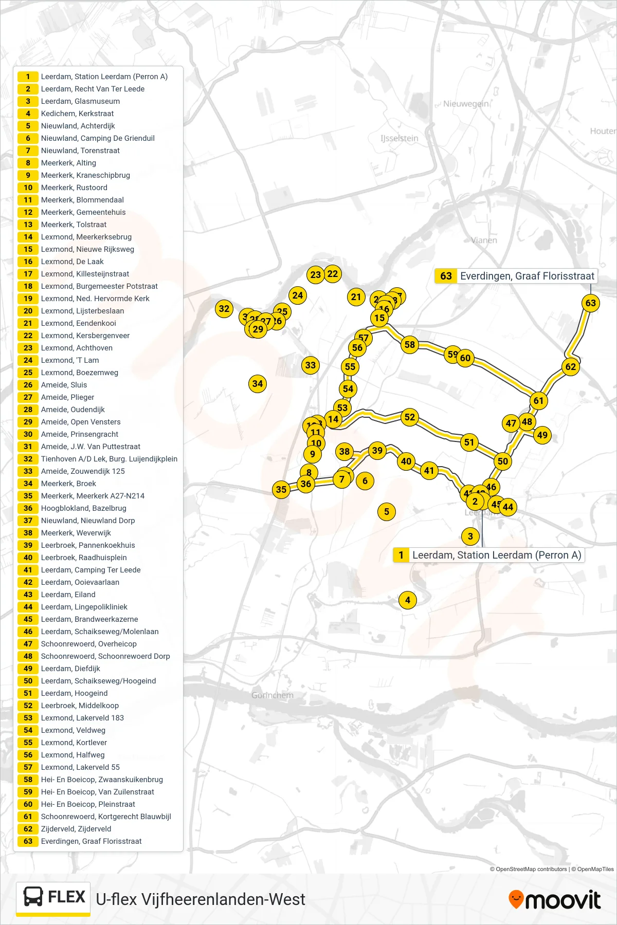 Lijn FLEX (bus, Everdingen): route en haltes op de kaart