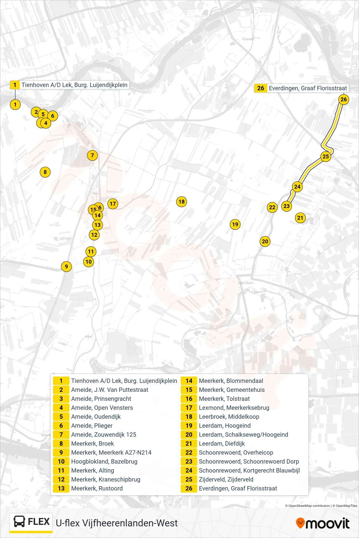 Lijn FLEX (bus, Everdingen): route en haltes op de kaart