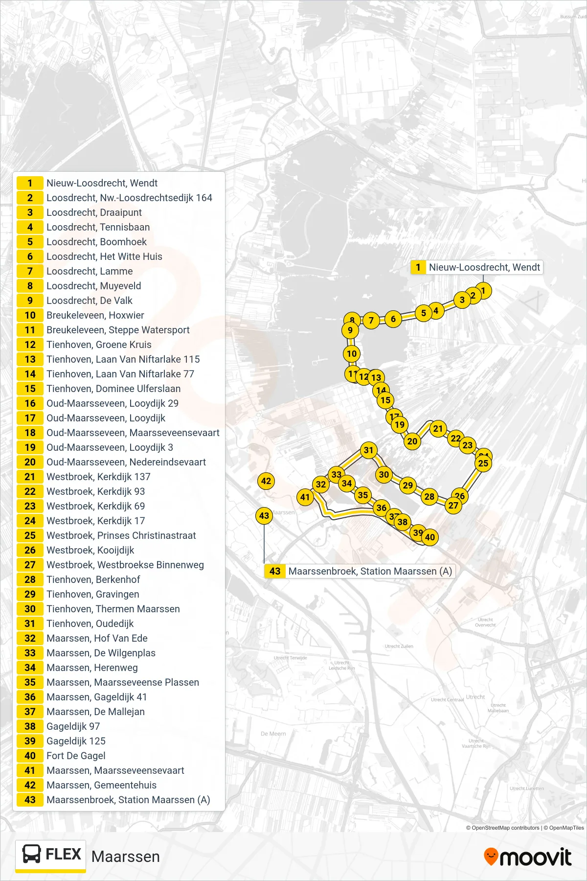 Lijn FLEX (bus, Maarssen): route en haltes op de kaart