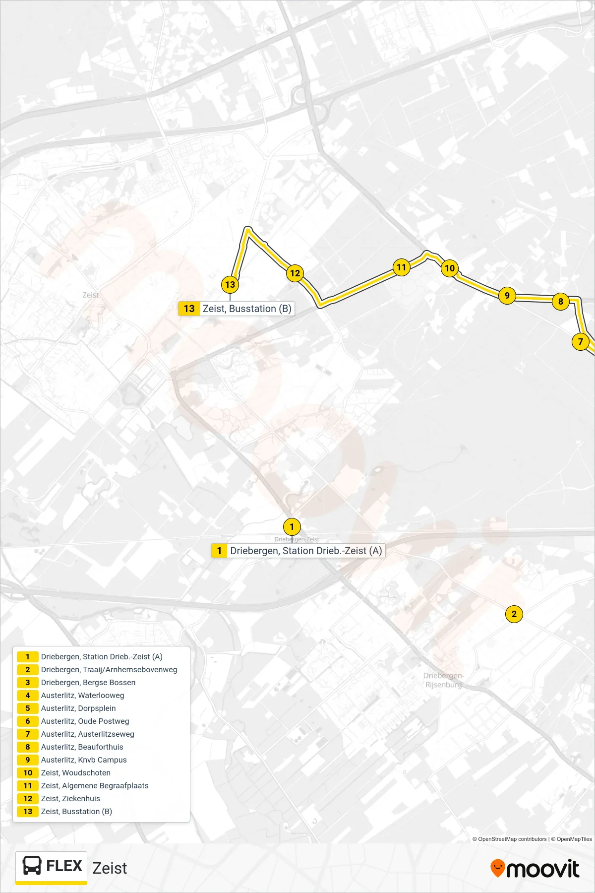 Lijn FLEX (bus, Zeist): route en haltes op de kaart