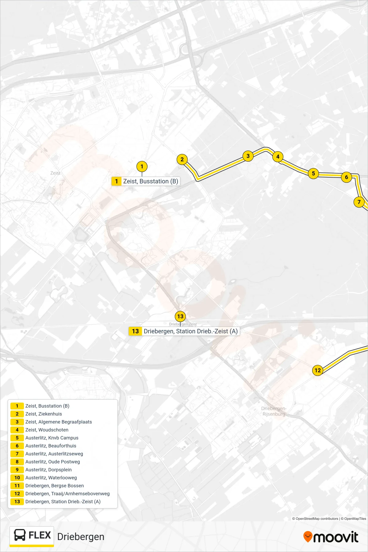 Lijn FLEX (bus, Driebergen): route en haltes op de kaart