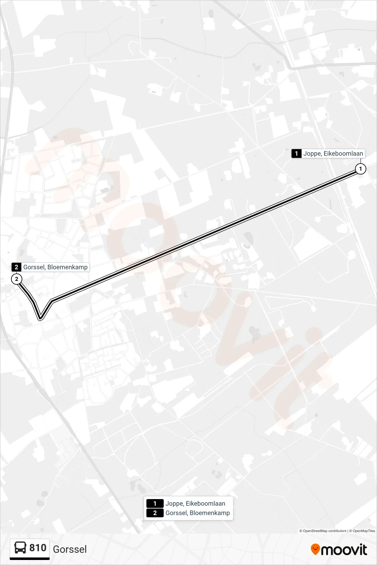 Lijn 810 (bus, Gorssel): route en haltes op de kaart