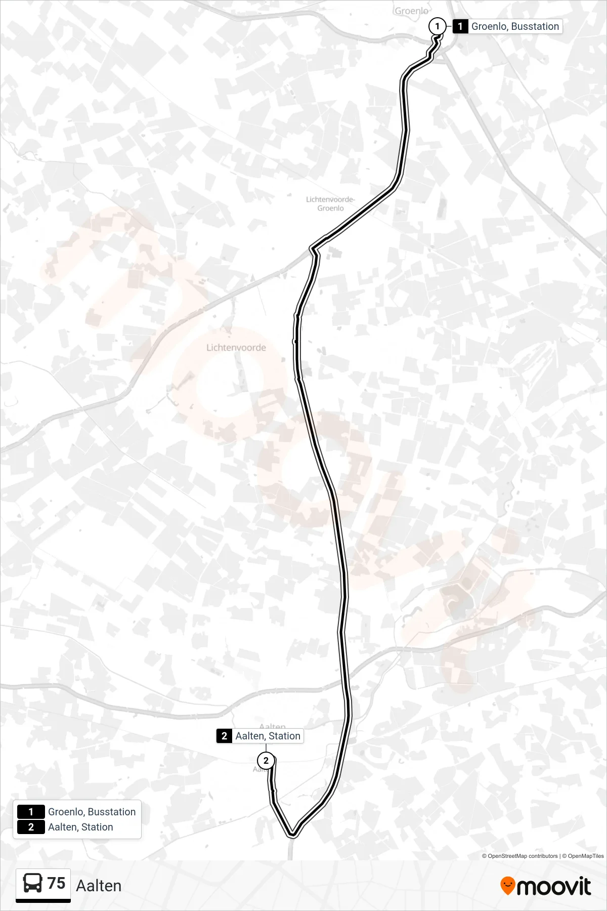 Lijn 75 (bus, Aalten): route en haltes op de kaart
