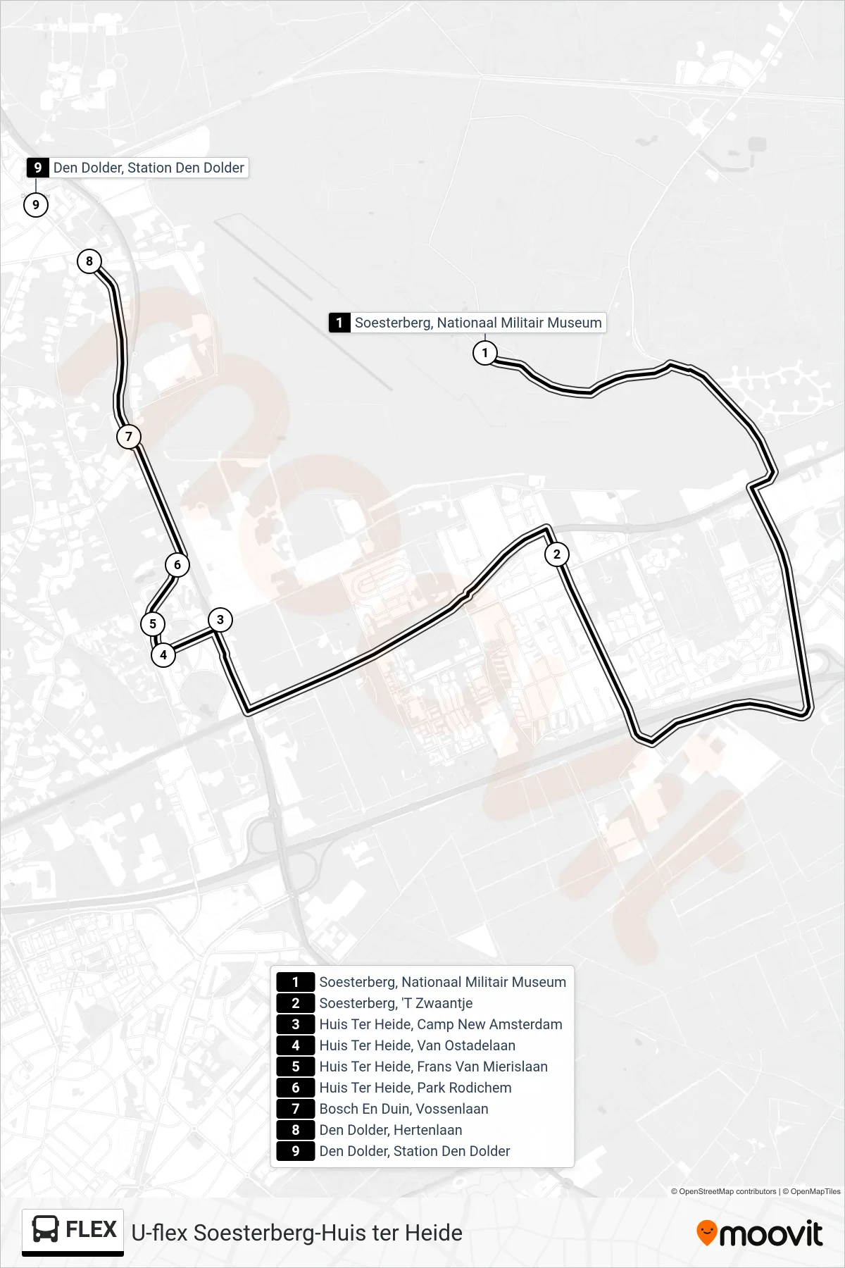Lijn FLEX (bus, Den Dolder): route en haltes op de kaart