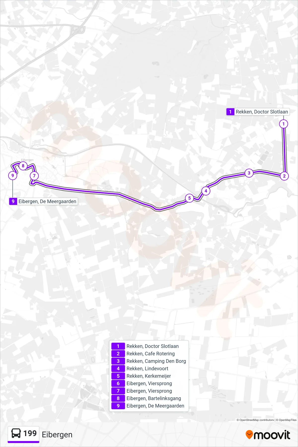 Lijn 199 (bus, Eibergen): route en haltes op de kaart