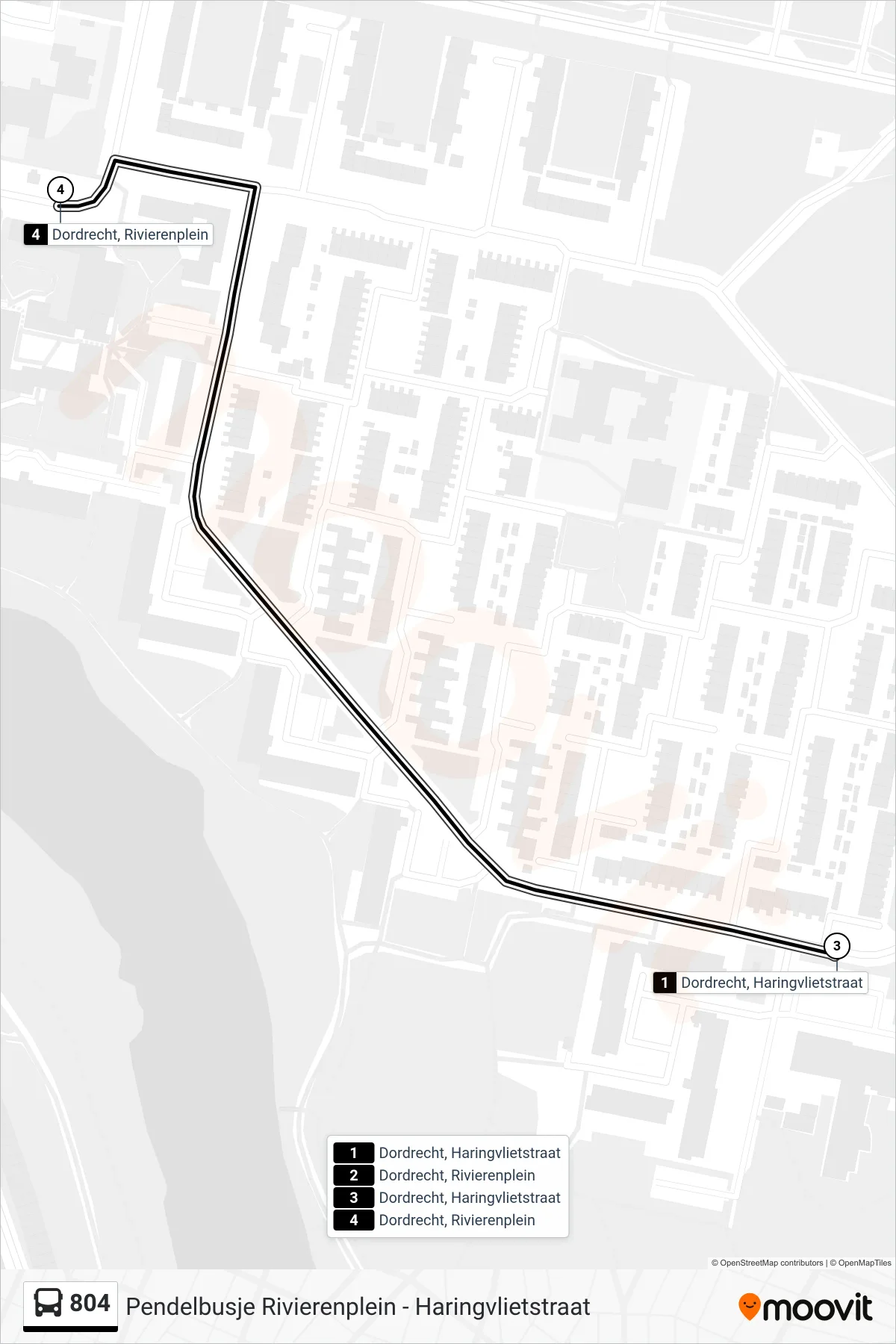 Linie 804 (Bus) Richtung Rivierenplein: Route und Haltestellen auf der Karte