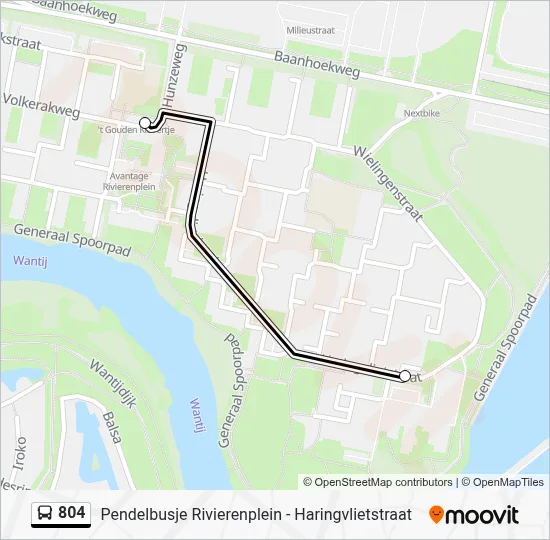 Bus 804 lijnkaart