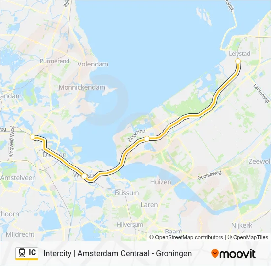 Trein IC lijnkaart