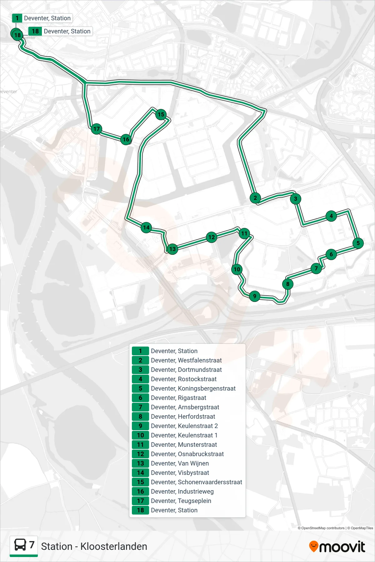 Lijn 7 (bus, Kloosterlanden): route en haltes op de kaart