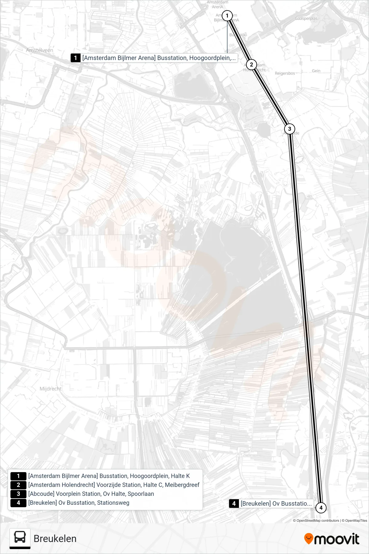Lijn STOPBUS IPV TREIN (bus, Breukelen): route en haltes op de kaart