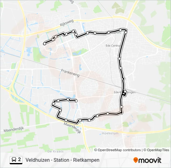 Bus 2 lijnkaart