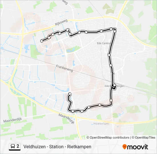 Bus 2 lijnkaart