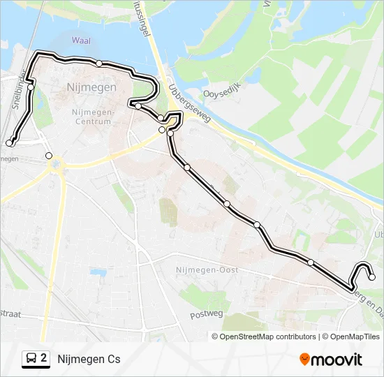 Bus 2 lijnkaart