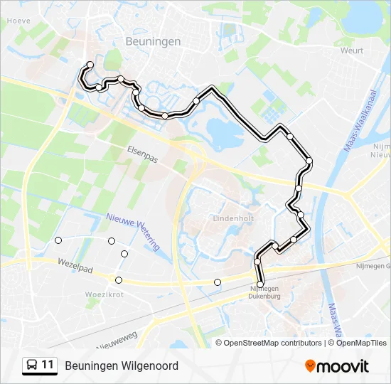 Bus 11 lijnkaart
