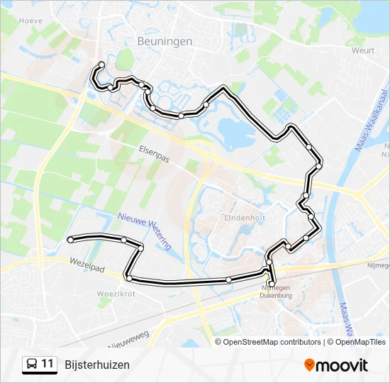 Bus 11 lijnkaart