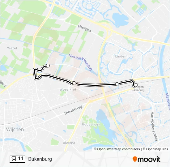 Bus 11 lijnkaart