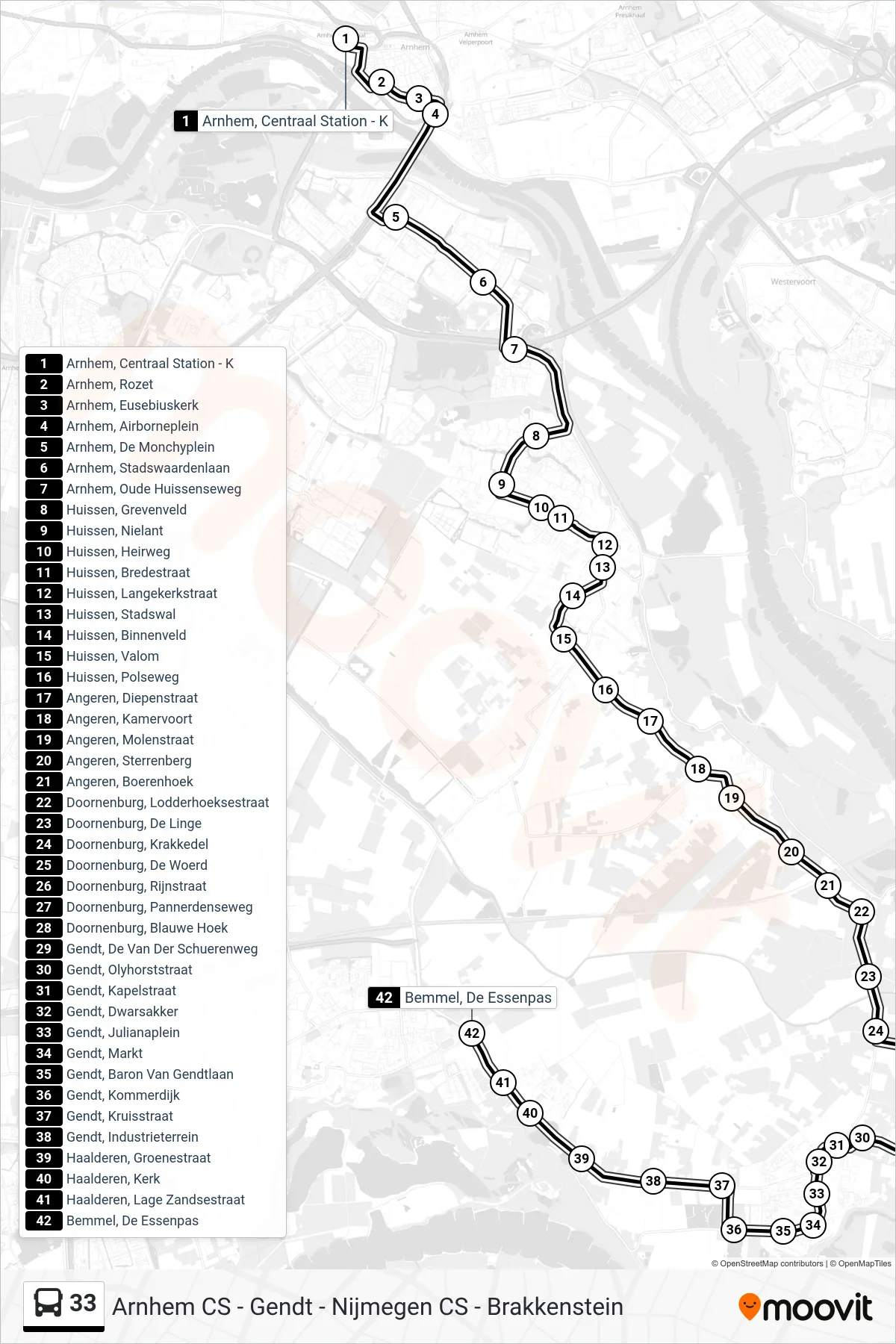 Lijn 33 (bus, Haalderen): route en haltes op de kaart