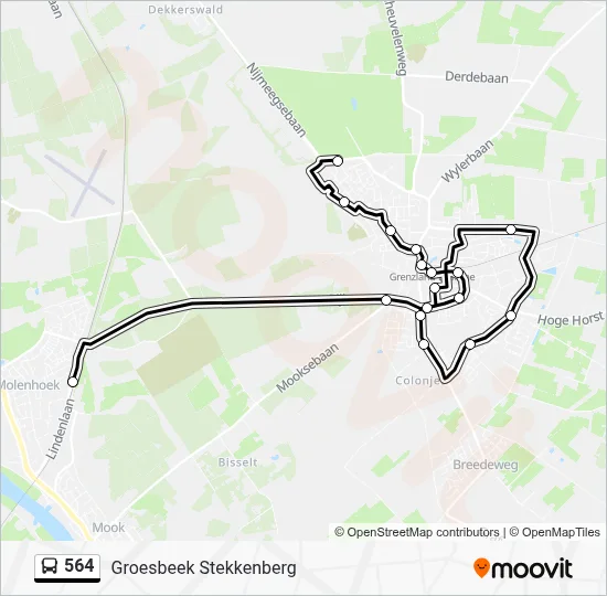 Bus 564 lijnkaart